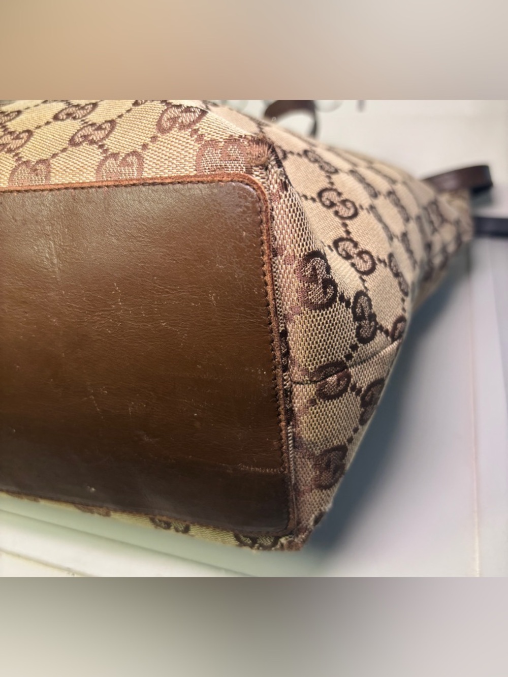 Authentic Vintage Gucci GG Monogram Canvas Tote Shoulder Bag w/COA - Picture 9 of 15